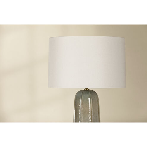 Kel 26 inch 15.00 watt Aged Brass and Ceramic Reactive Ash Table Lamp Portable Light