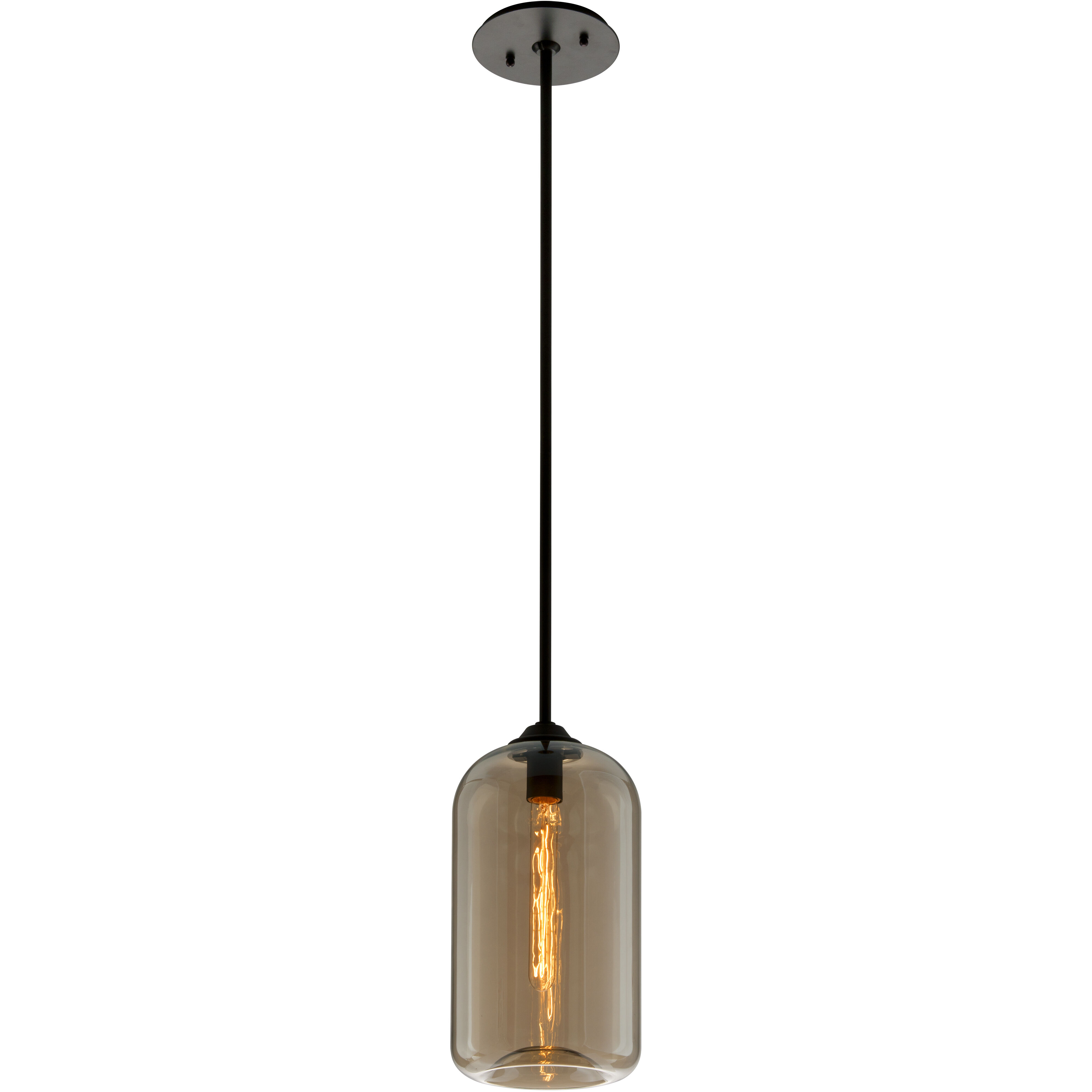 District 1 Light 8 inch Soft Black Pendant Ceiling Light, Plated Topaz Glass