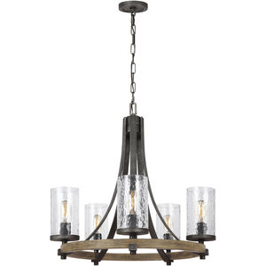 Sean Lavin Angelo 5 Light 24 inch Distressed Weathered Oak / Slate Grey Metal Chandelier Ceiling Light