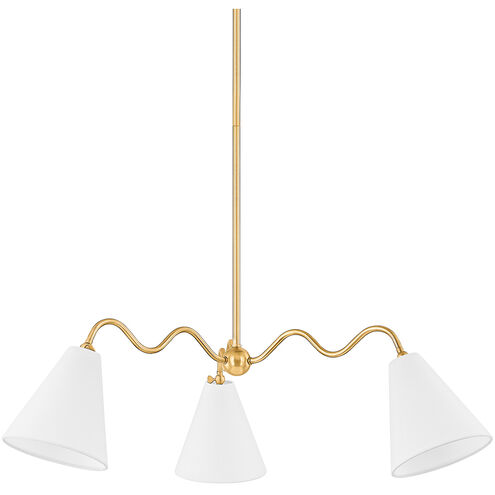 Onda 3 Light 42.75 inch Aged Brass Chandelier Ceiling Light