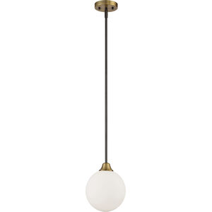 Mid-Century Modern 1 Light 8 inch Oil Rubbed Bronze with Natural Brass Mini-Pendant Ceiling Light