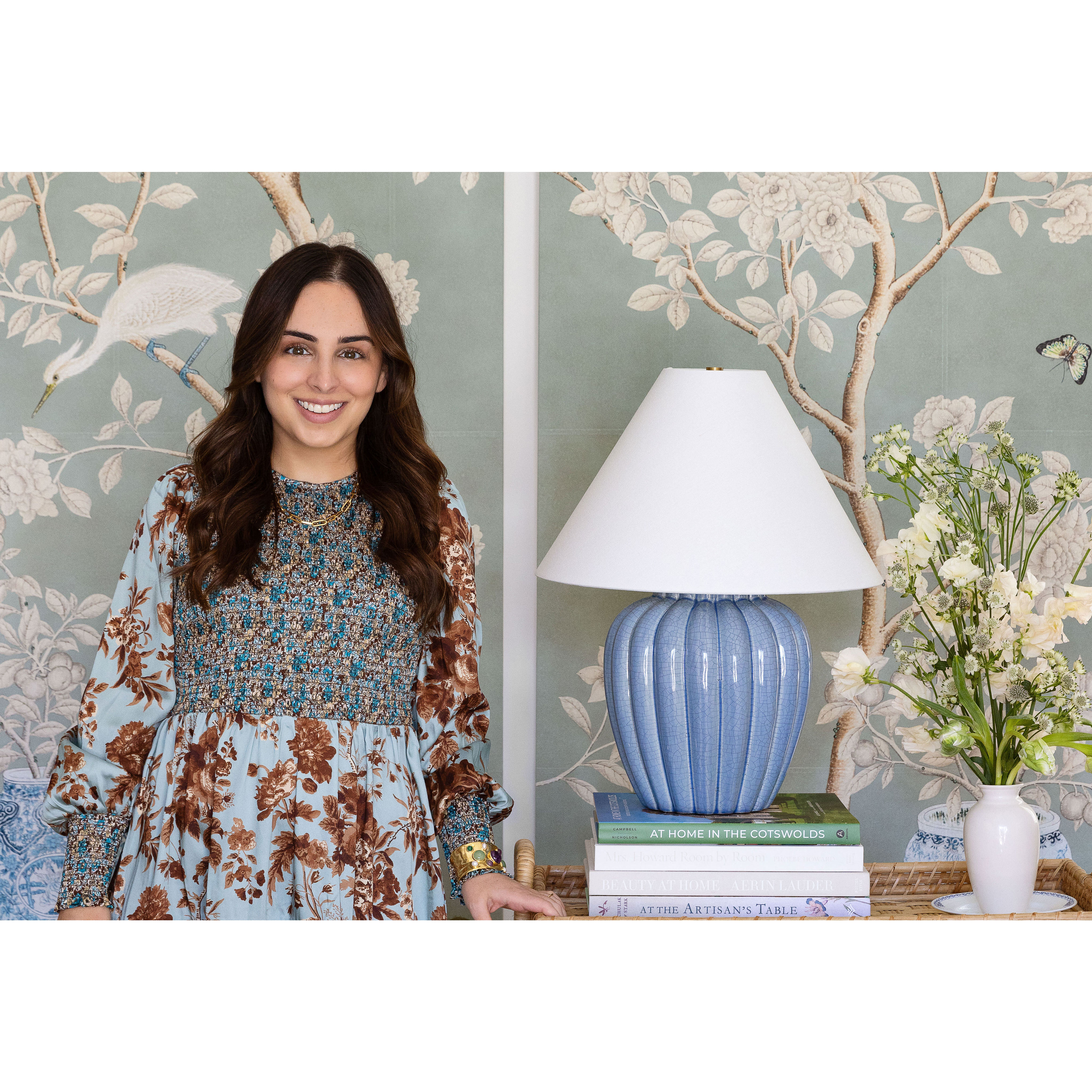 Clarendon 20 inch 60.00 watt Aged Brass and Blue Table Lamp Portable Light