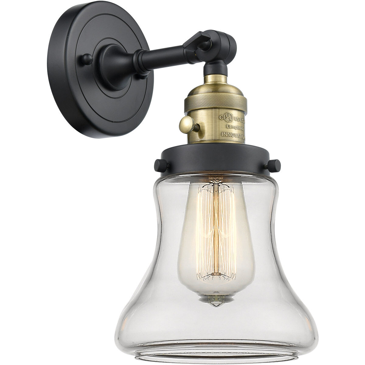 Franklin Restoration Bellmont LED 6.5 inch Black Antique Brass Sconce Wall Light, Franklin Restoration