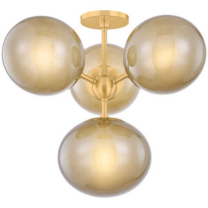 Zaley 4 Light 20.5 inch Aged Brass Semi Flush Ceiling Light