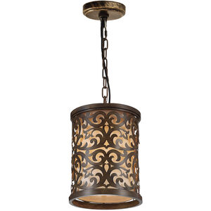 Nicole 1 Light 9 inch Brushed Chocolate Drum Shade Mini Pendant Ceiling Light