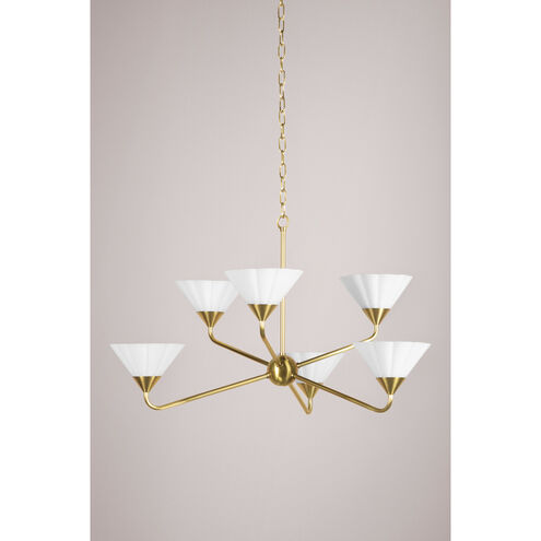 Kelsey 6 Light 35 inch Aged Brass Chandelier Ceiling Light