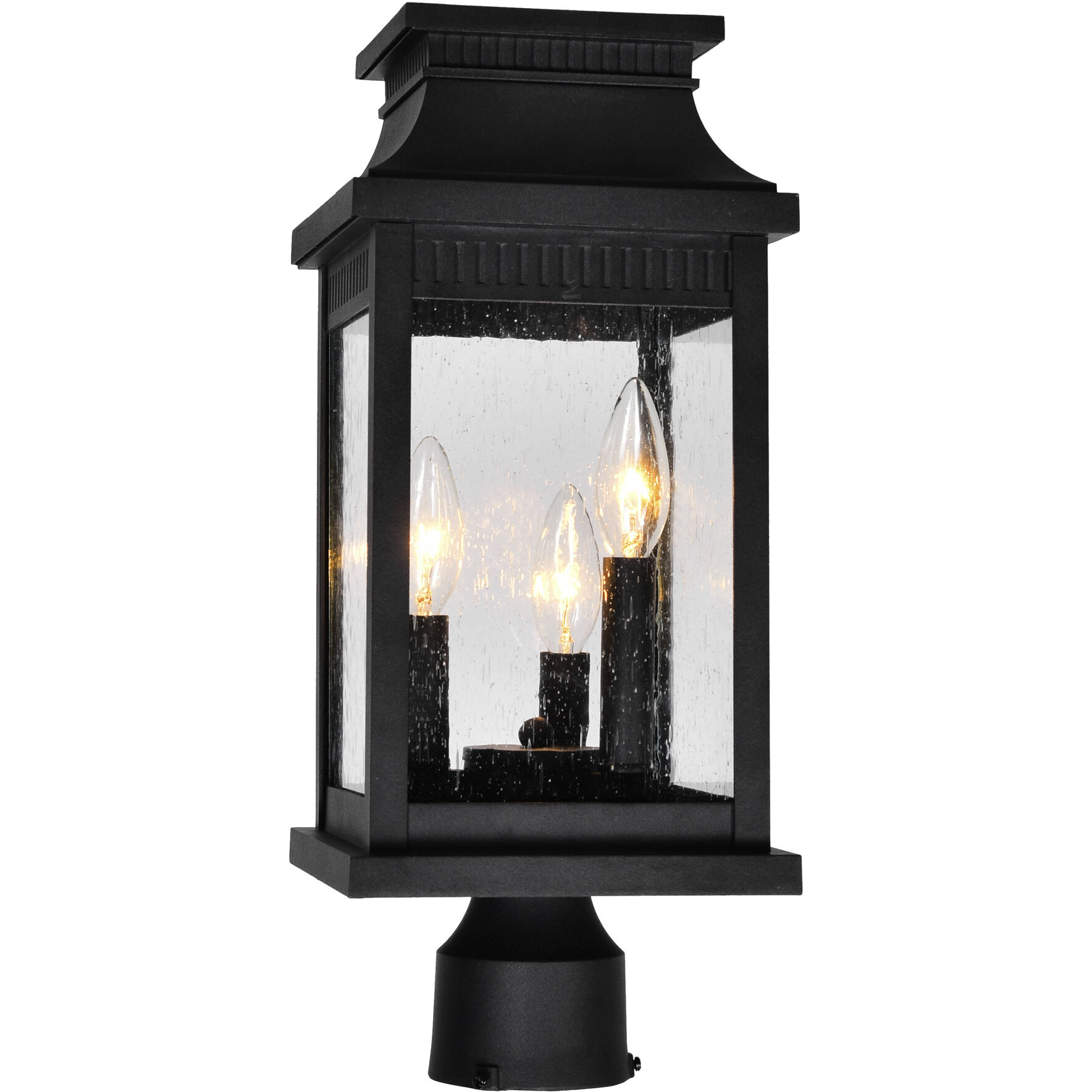Milford 3 Light 17.5 inch Black Outdoor Lantern Head