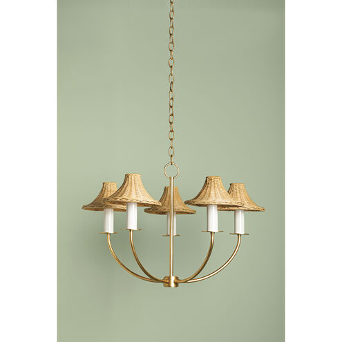 Twila 5 Light 30.25 inch Vintage Gold Leaf Chandelier Ceiling Light