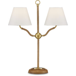 Sirocco 22.25 inch 40 watt Natural and Antique Brass Desk Lamp Portable Light