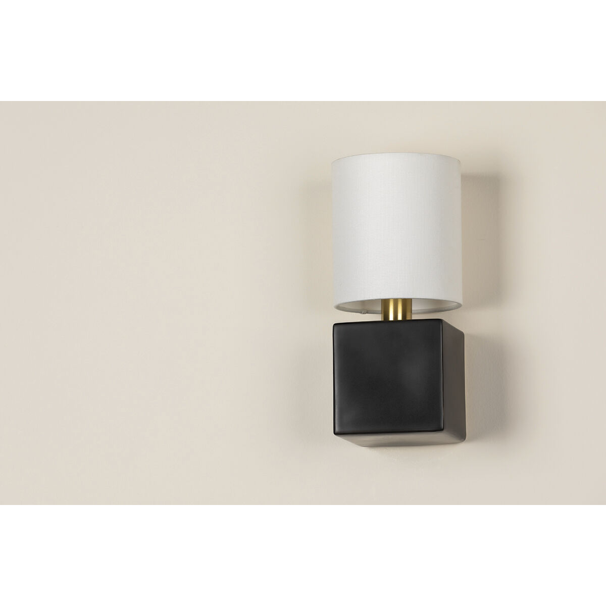 Joey 1 Light 5.75 inch Aged Brass and Ceramic Satin Black Wall Sconce Wall Light