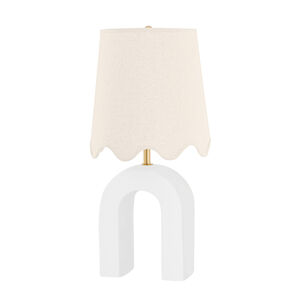 Roshani 24 inch 60.00 watt Aged Brass/Ceramic Raw Matte White Table Lamp Portable Light
