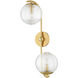 Sara 2 Light 11.75 inch Aged Brass Wall Sconce Wall Light