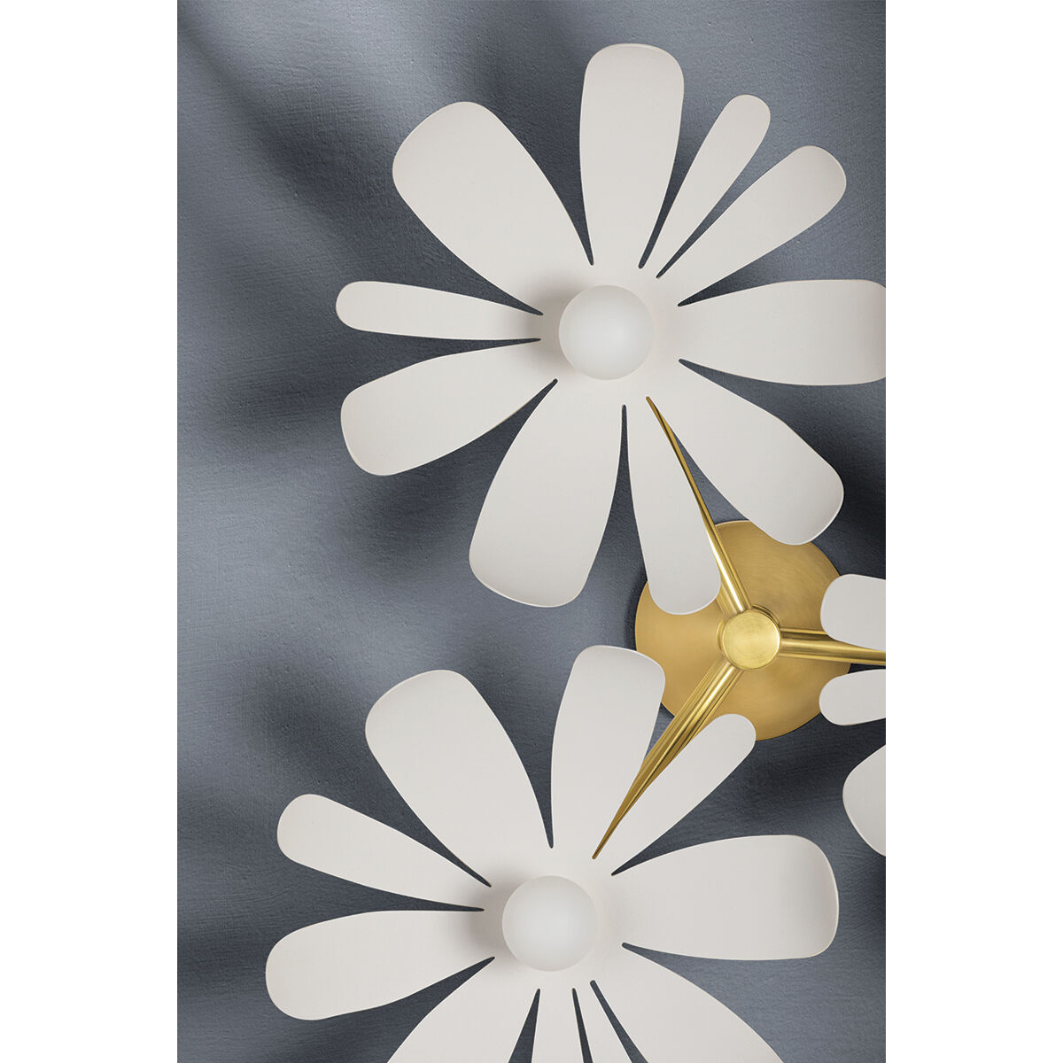 Twiggy 3 Light 25 inch Aged Brass/Textured White Combo Semi Flush Mount Ceiling Light