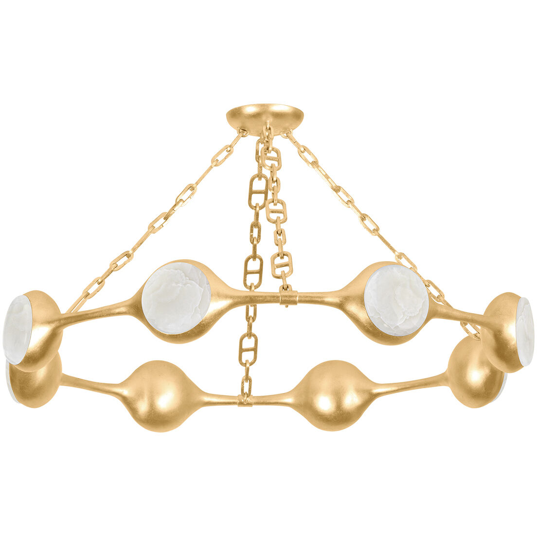 Riviere LED 40 inch Vintage Gold Leaf Chandelier Ceiling Light