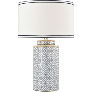 Ambert 27 inch 150 watt Blue with White Table Lamp Portable Light