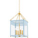 Rosalie 4 Light 13.25 inch Aged Brass and Soft Arctic Blue Indoor Lantern Ceiling Light