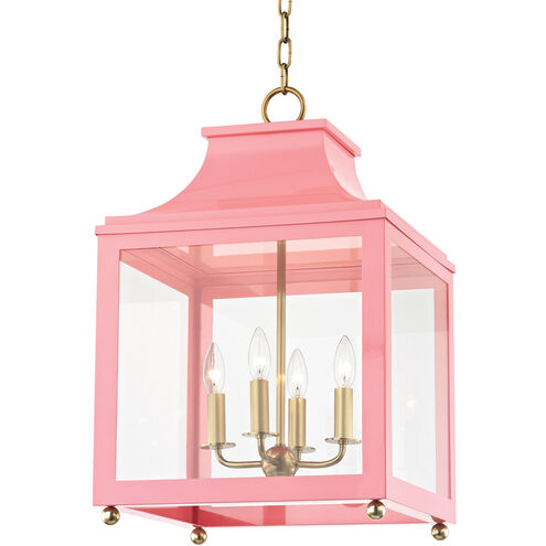 Leigh 4 Light 16 inch Aged Brass and Pink Pendant Ceiling Light