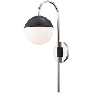 Renee 1 Light Polished Nickel and Black Wall Sconce Wall Light