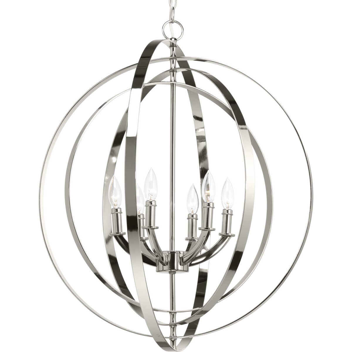 Buster 6 Light 27.75 inch Polished Nickel Foyer Pendant Ceiling Light