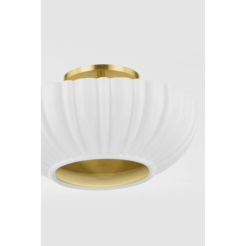 Anne 2 Light 15 inch Aged Brass Flush Mount Ceiling Light