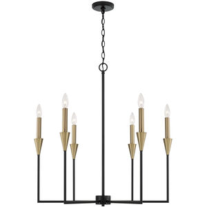 Avant 6 Light 29 inch Aged Brass and Black Chandelier Ceiling Light