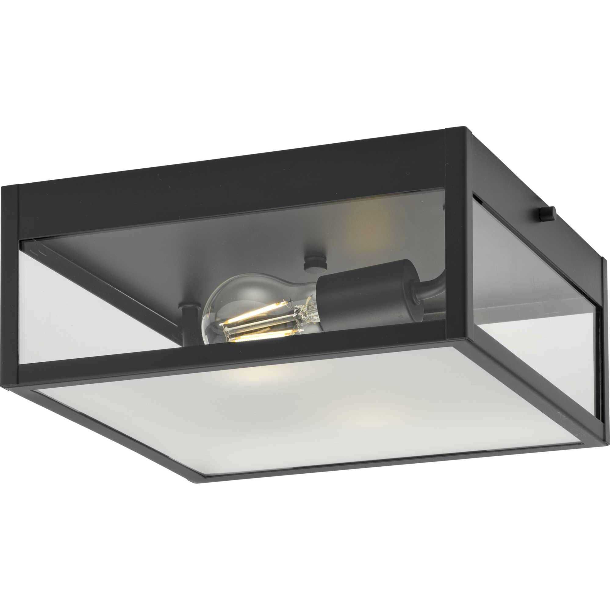 Parrish 2 Light 11 inch Matte Black Outdoor Flush Mount