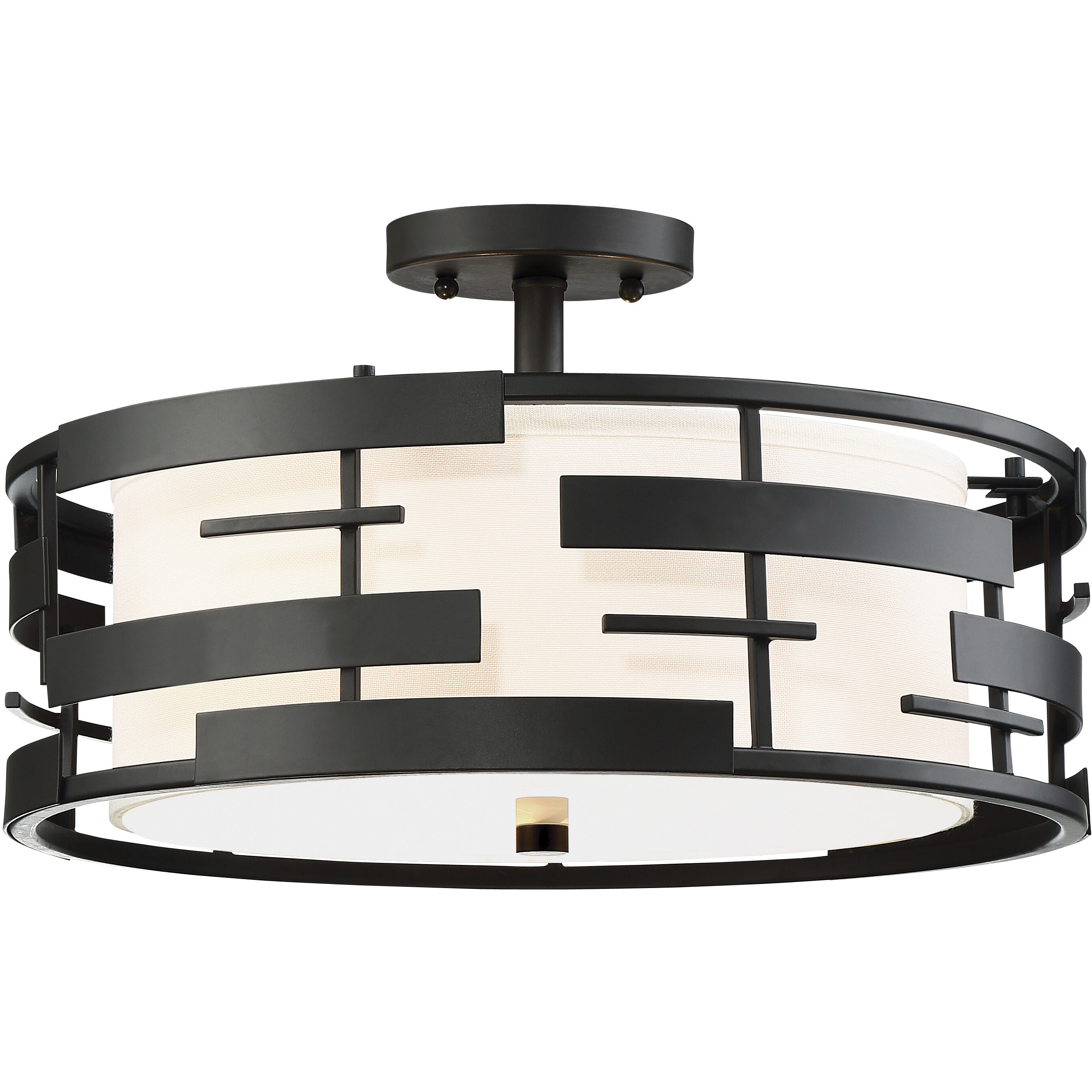 Lansing 3 Light 16 inch Textured Black Semi Flush Mount Ceiling Light