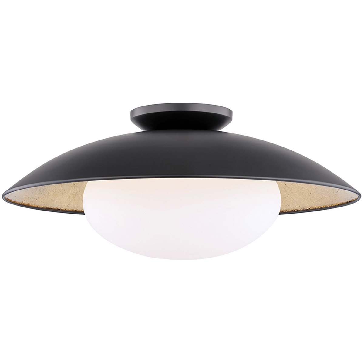 Cadence 1 Light 21 inch Black Lustro / Gold Leaf Combo Semi Flush Ceiling Light