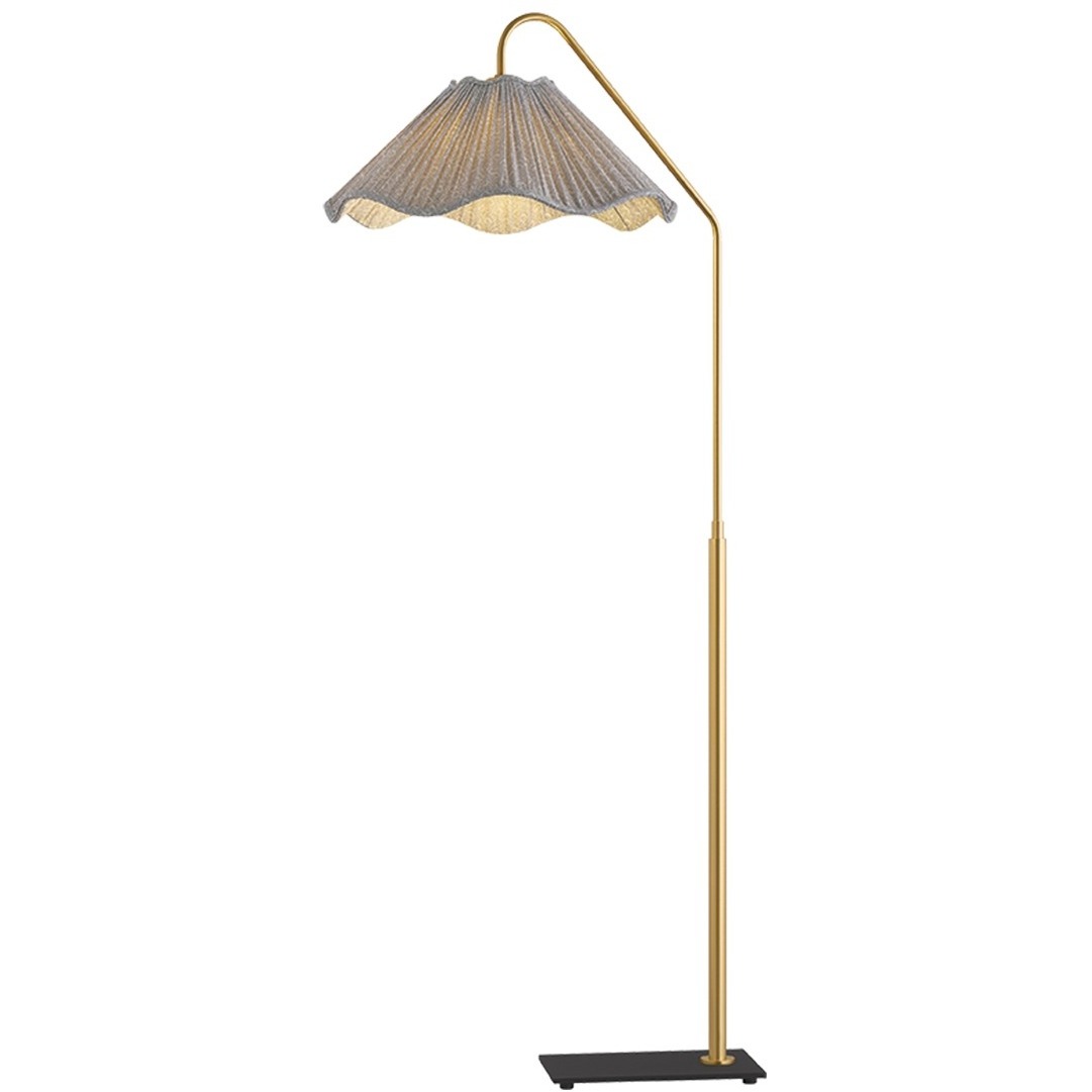 Lauren 60 inch 15 watt Aged Brass and Texture Black Floor Lamp Portable Light