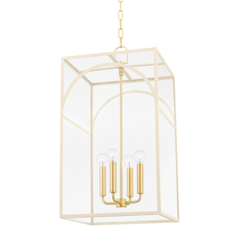 Addison 4 Light 15 inch Aged Brass/Textured Cream Pendant Ceiling Light
