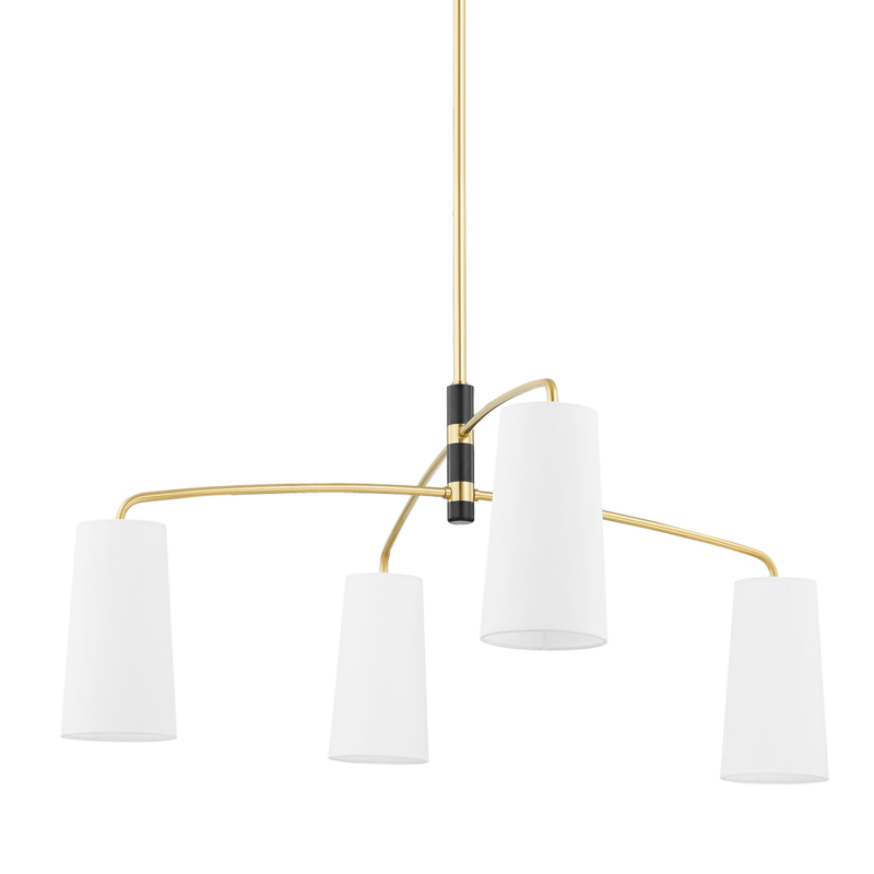 Evelyn 4 Light 45 inch Aged Brass/Soft Black Chandelier Ceiling Light