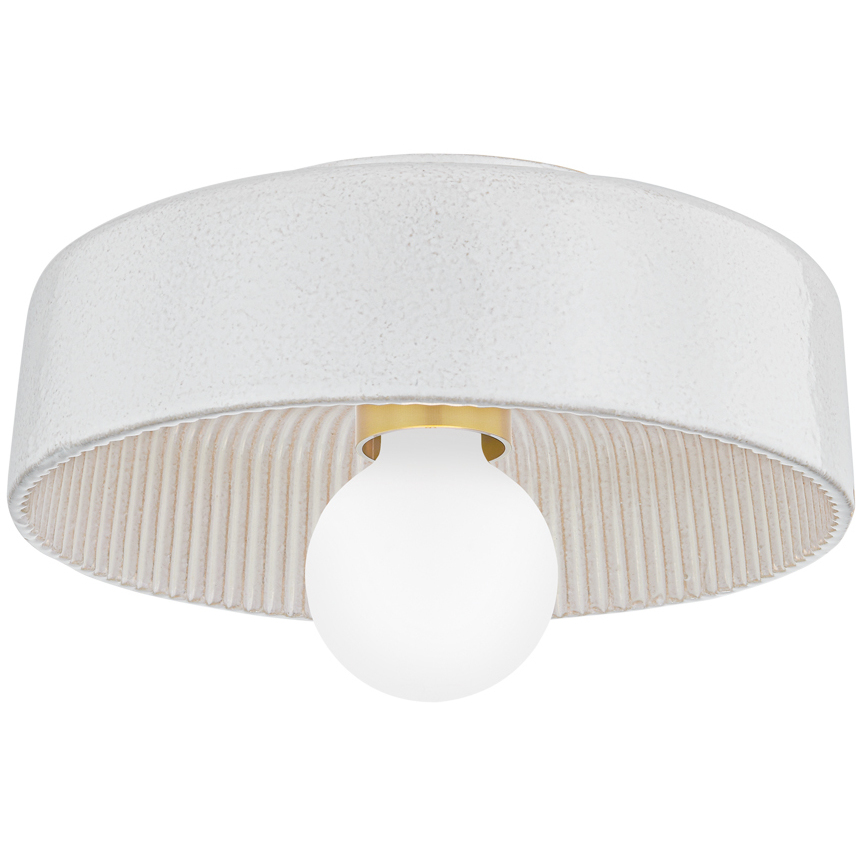 Ray 1 Light 11 inch Aged Brass and Ceramic Reactive White Flush Mount Ceiling Light