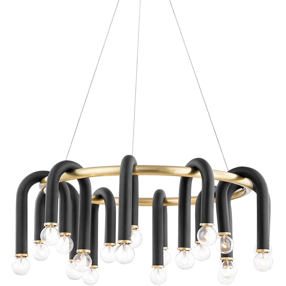Whit 20 Light 28.75 inch Aged Brass/Black Chandelier Ceiling Light in Aged Brass and Black