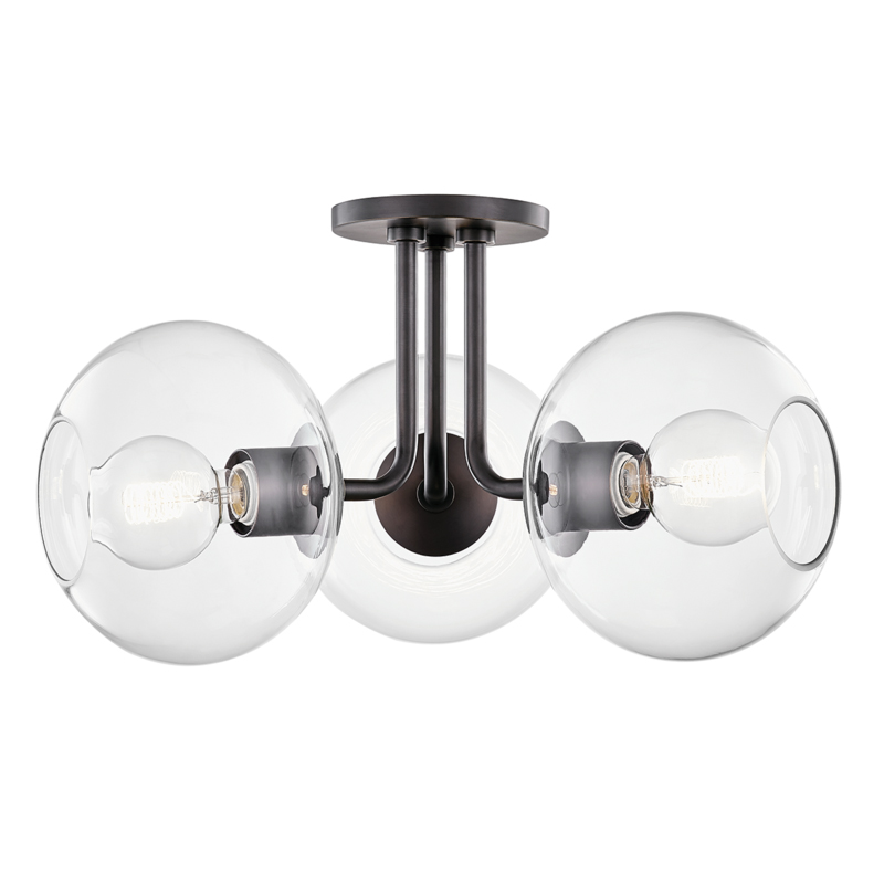 Margot 3 Light 20 inch Old Bronze Semi Flush Ceiling Light