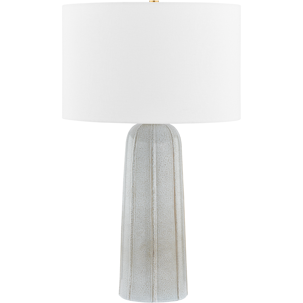Kel 26 inch 15.00 watt Aged Brass and Ceramic Reactive Ash Table Lamp Portable Light