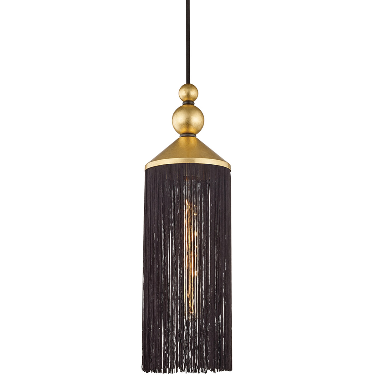 Scarlett 1 Light 5 inch Gold Leaf Pendant Ceiling Light in Gold Leaf and Black