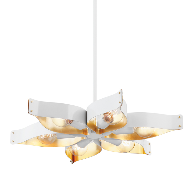 Nala 6 Light 27 inch Soft White/Gold Leaf Chandelier Ceiling Light