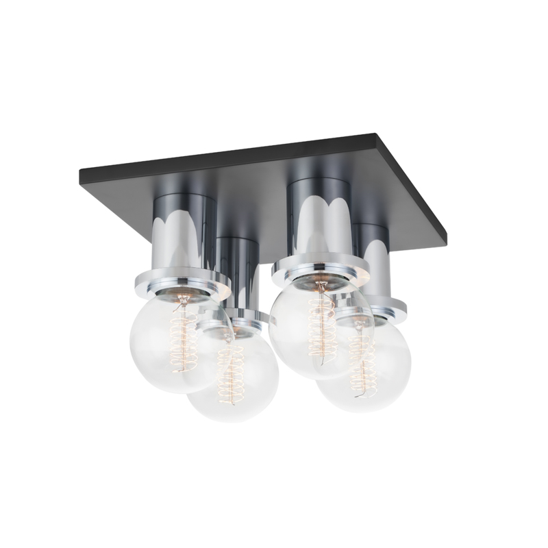 Brandi 4 Light 9.25 inch Polished Chrome/Soft Black Flush Mount Ceiling Light