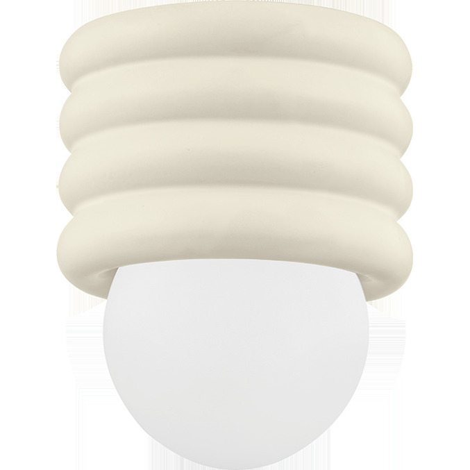 Bibi 1 Light 5 inch Aged Brass/Ceramic Antique Ivory Flush Mount Ceiling Light