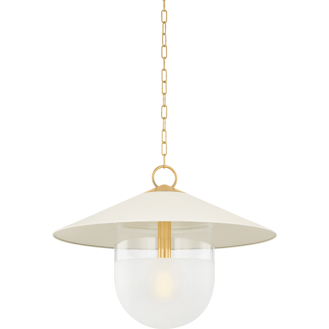 Ressi 1 Light 28 inch Aged Brass and Soft Cream Pendant Ceiling Light