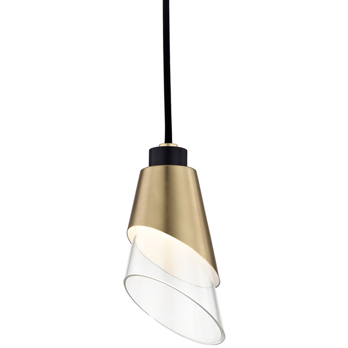 Angie LED 4.5 inch Aged Brass Pendant Ceiling Light in Aged Brass and Black