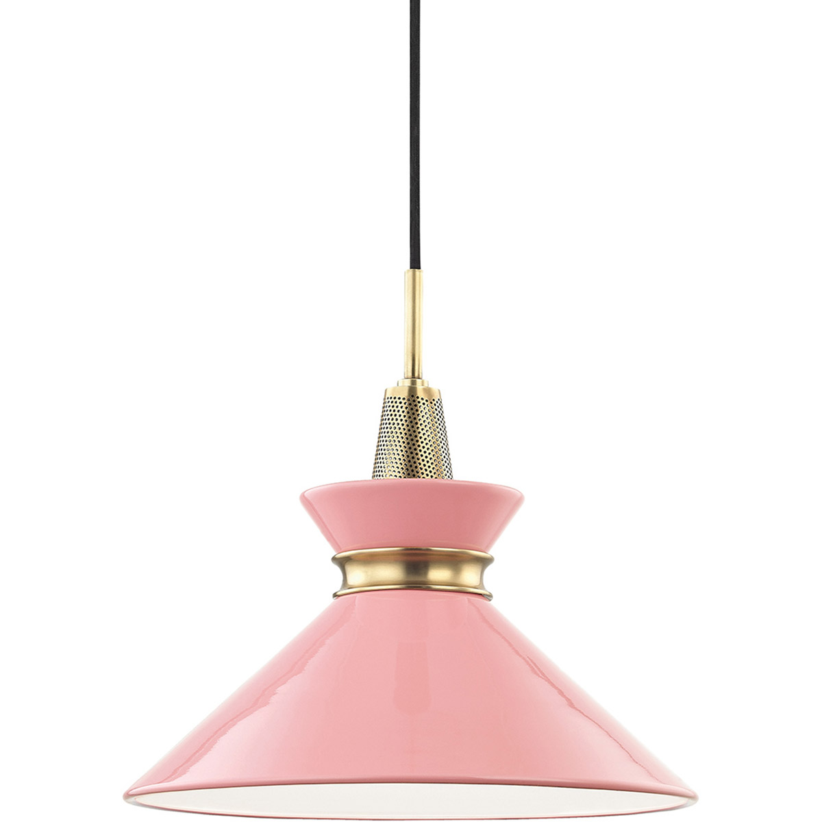 Kiki 1 Light 14 inch Aged Brass Pendant Ceiling Light in Aged Brass and Pink
