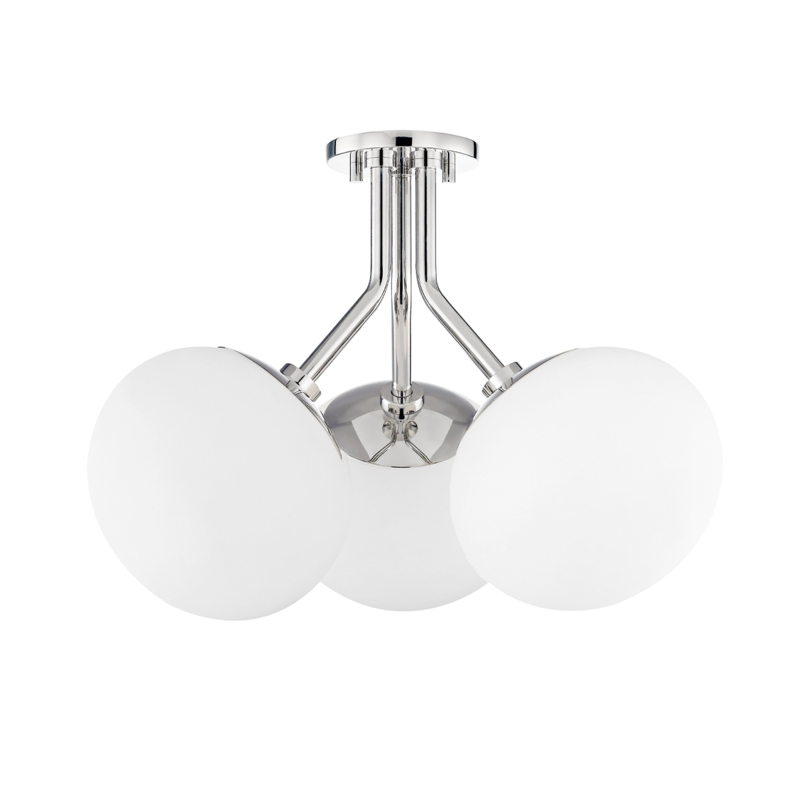 Estee 3 Light 19 inch Polished Nickel Semi Flush Ceiling Light