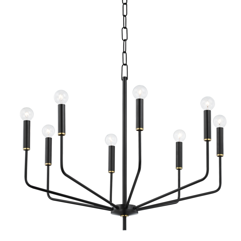 Bailey 8 Light 30 inch Aged Brass/Soft Black Chandelier Ceiling Light in Aged Brass and Soft Black