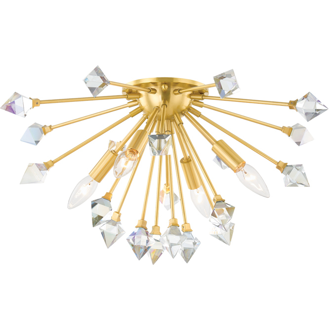 Genesis 4 Light 22.5 inch Aged Brass Flush Mount Ceiling Light