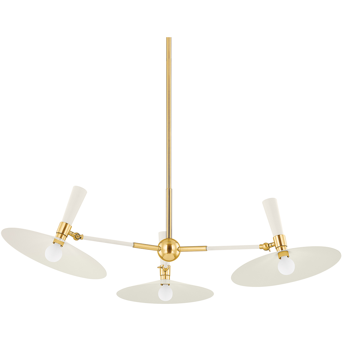 Milena 3 Light 42 inch Aged Brass and Soft Cream Chandelier Ceiling Light