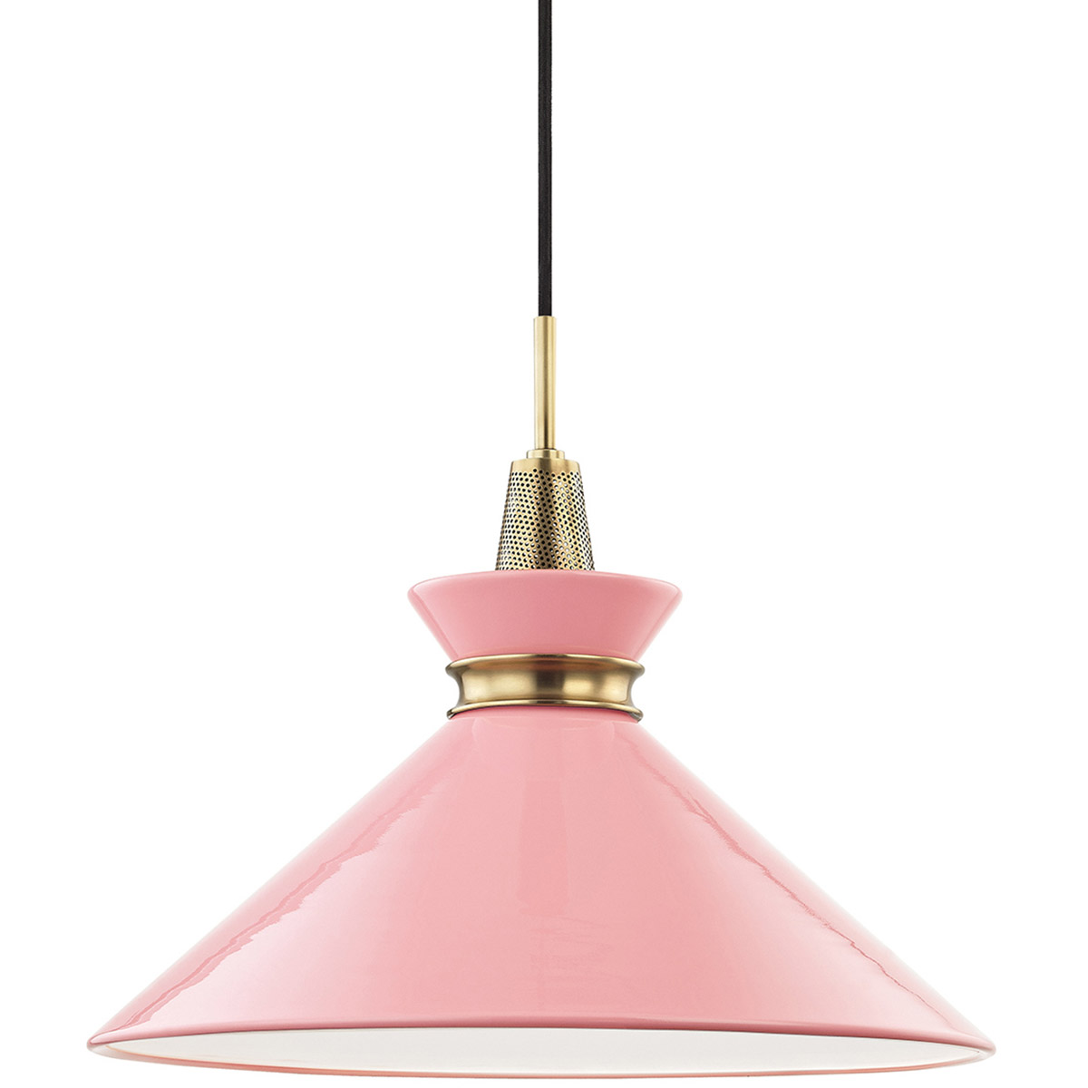 Kiki 1 Light 18 inch Aged Brass Pendant Ceiling Light in Aged Brass and Pink