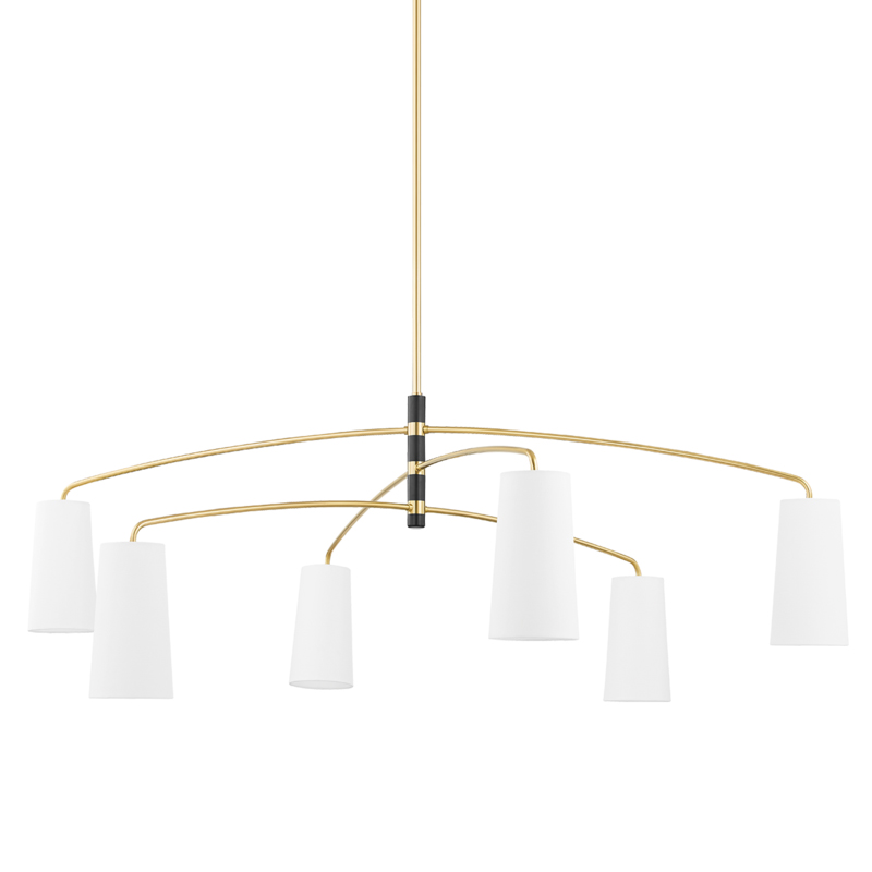 Evelyn 6 Light 65.25 inch Aged Brass/Soft Black Chandelier Ceiling Light