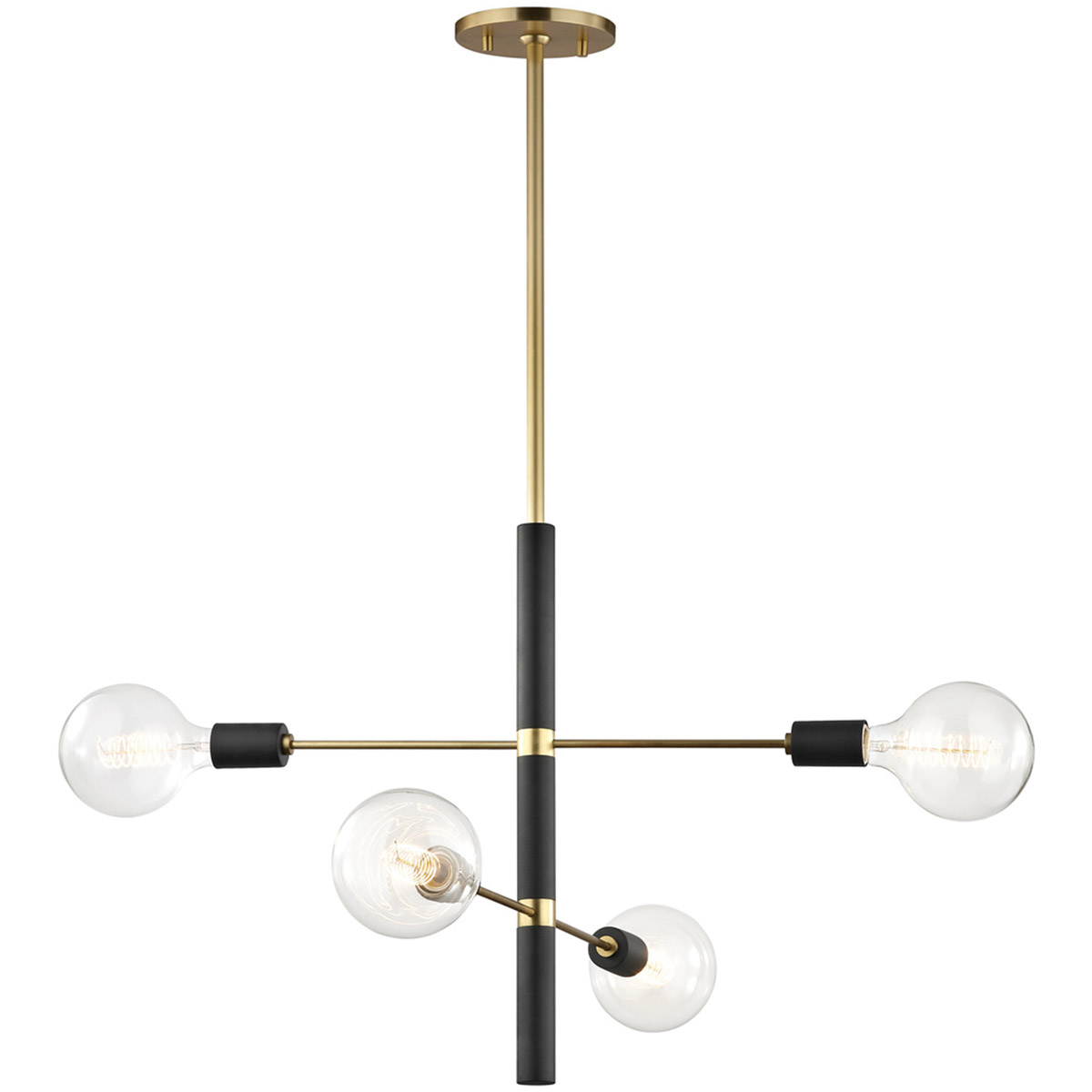 Astrid 4 Light 24 inch Aged Brass Chandelier Ceiling Light in Aged Brass and Black