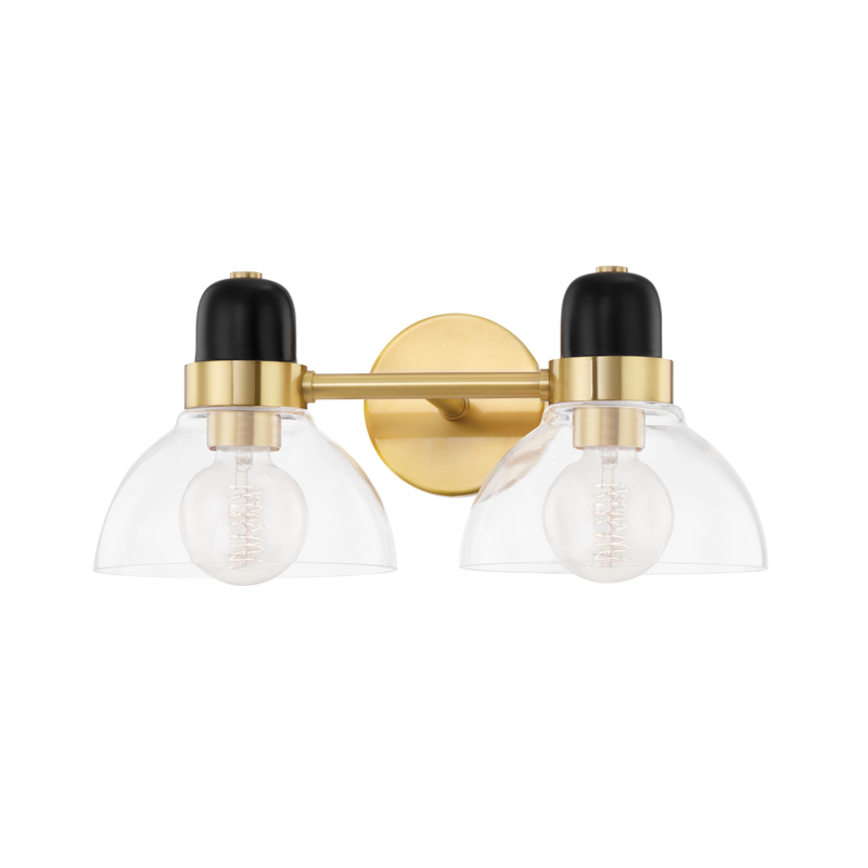 Camile 2 Light 16 inch Aged Brass Bath Bracket Wall Light